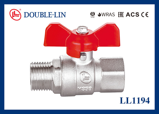 1/4 "إلى 1 1/4" ذكر X أنثى خيط طويل 25 بار صمام كروي نحاسي بمقبض T