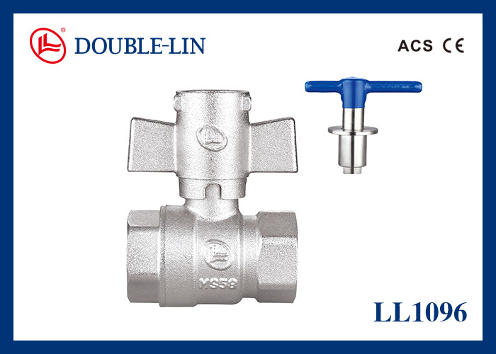 1/2 "إلى 1" أنثى X أنثى 25 بار نوع قابل للقفل صمام كروي نحاسي