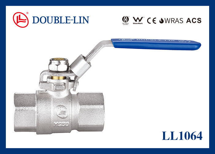 1/4 " إلى 4 " أنثى × أنثى خيط طويل 25 بار صمام كرة نحاسي قابل للقفل بمقبض من الفولاذ المقاوم للصدأ